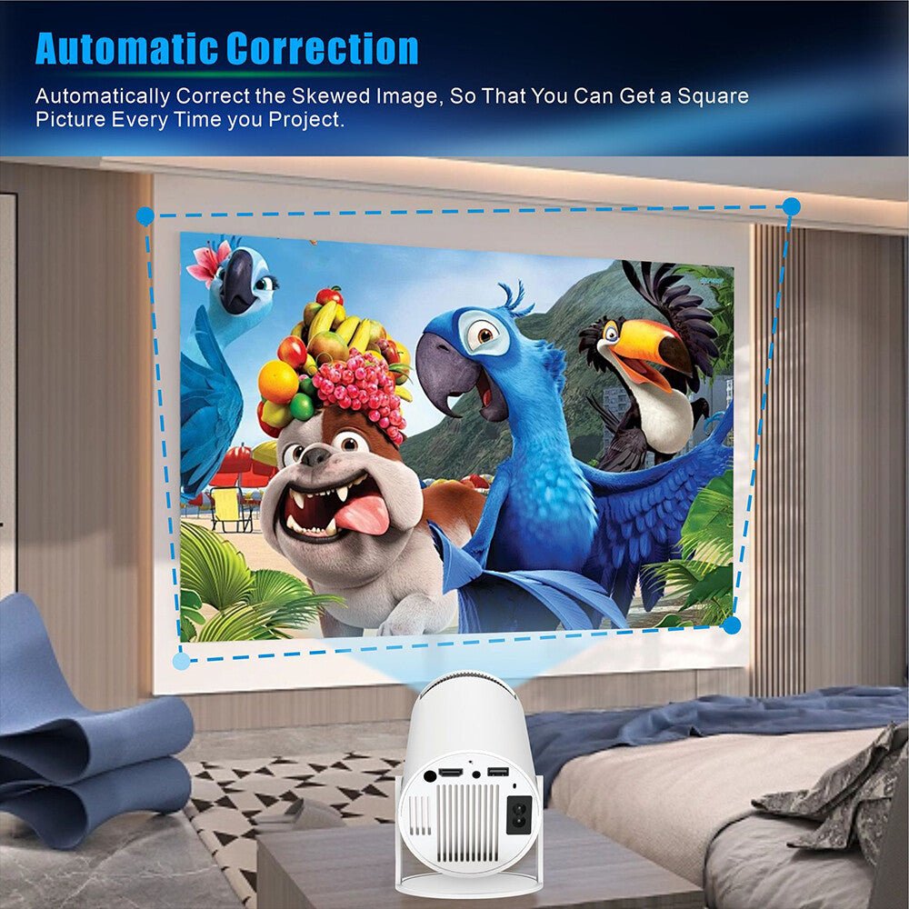Portable Smart Projector | 4K Supported 720P HD Home Cinema with 180° Rotating Lens, Built-in Wi-Fi & Streaming Apps | Compact Projector for Bedroom, Gaming & Outdoor Movie Nights - Gadget | Trendwave