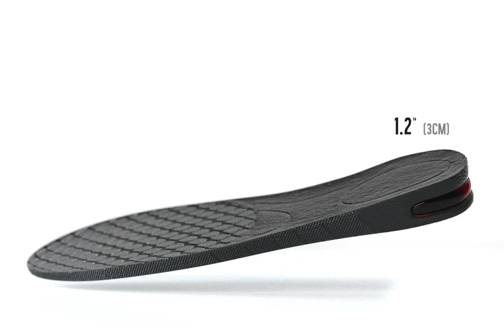 Low-profile insole insert with textured top and red cushioned oval