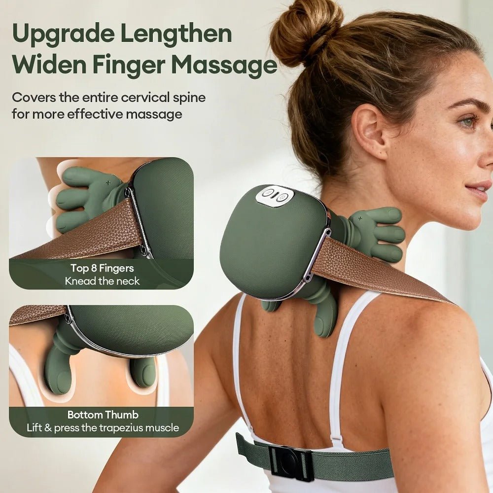 Bionic Finger Neck & Shoulder Massager – Portable Wireless Kneading Shawl with Heat for Deep Tissue Pain Relief - Gadget | Trendwave