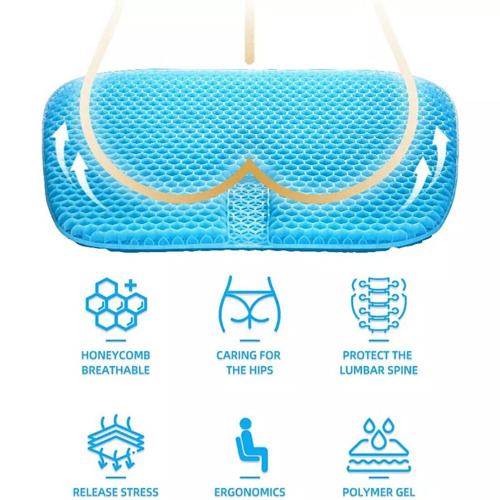 Premium Ergonomic Gel Seat Cushion – Breathable Honeycomb Support for Office, Car & Home – Pain Relief for Lower Back, Sciatica & Coccyx - Gadget | Trendwave