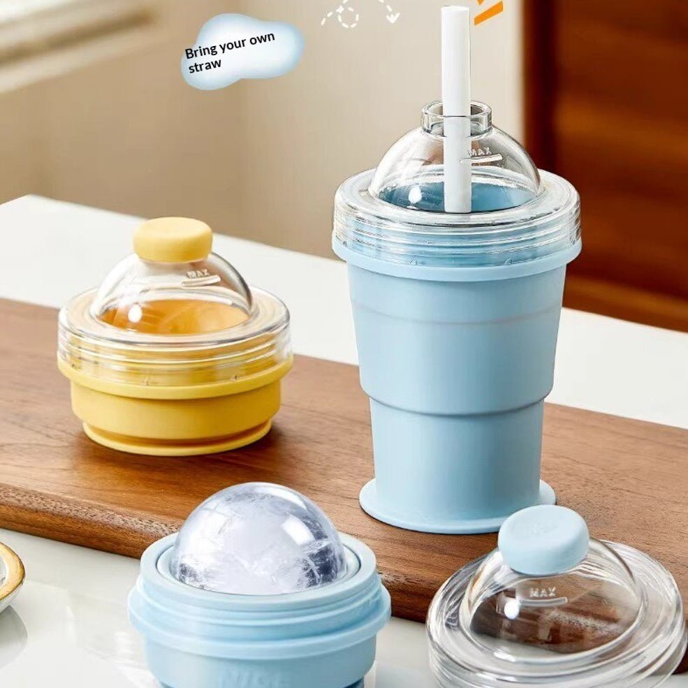 Collapsible Ice Sphere Maker Cup – Leak-Proof Silicone Portable Chilling Tumbler for Summer Drinks & Cocktail - Gadget | Trendwave