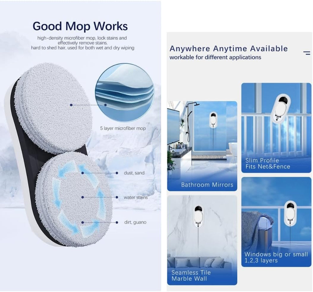 Smart Automatic Window Cleaning Robot – Cordless Remote Control, Intelligent Path Planning, Streak-Free Glass & Mirror Cleaner for Home & Office - Gadget | Trendwave