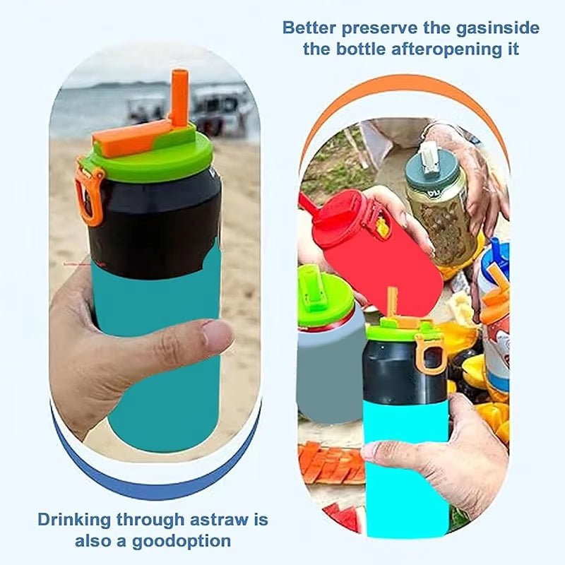 Reusable Soda Can Lids with Straws – Spill-Proof Beverage Covers & Carbonation Savers for Standard Soda Cans – 5-Pack Multi-Colour Set - Gadget | Trendwave