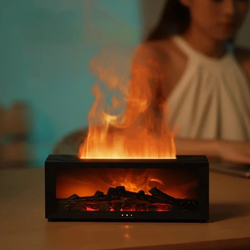 Flame Aroma Humidifier & Essential Oil Diffuser – Ultrasonic Aromatherapy Mist with Realistic Fire Effect & Remote Control - Gadget | Trendwave