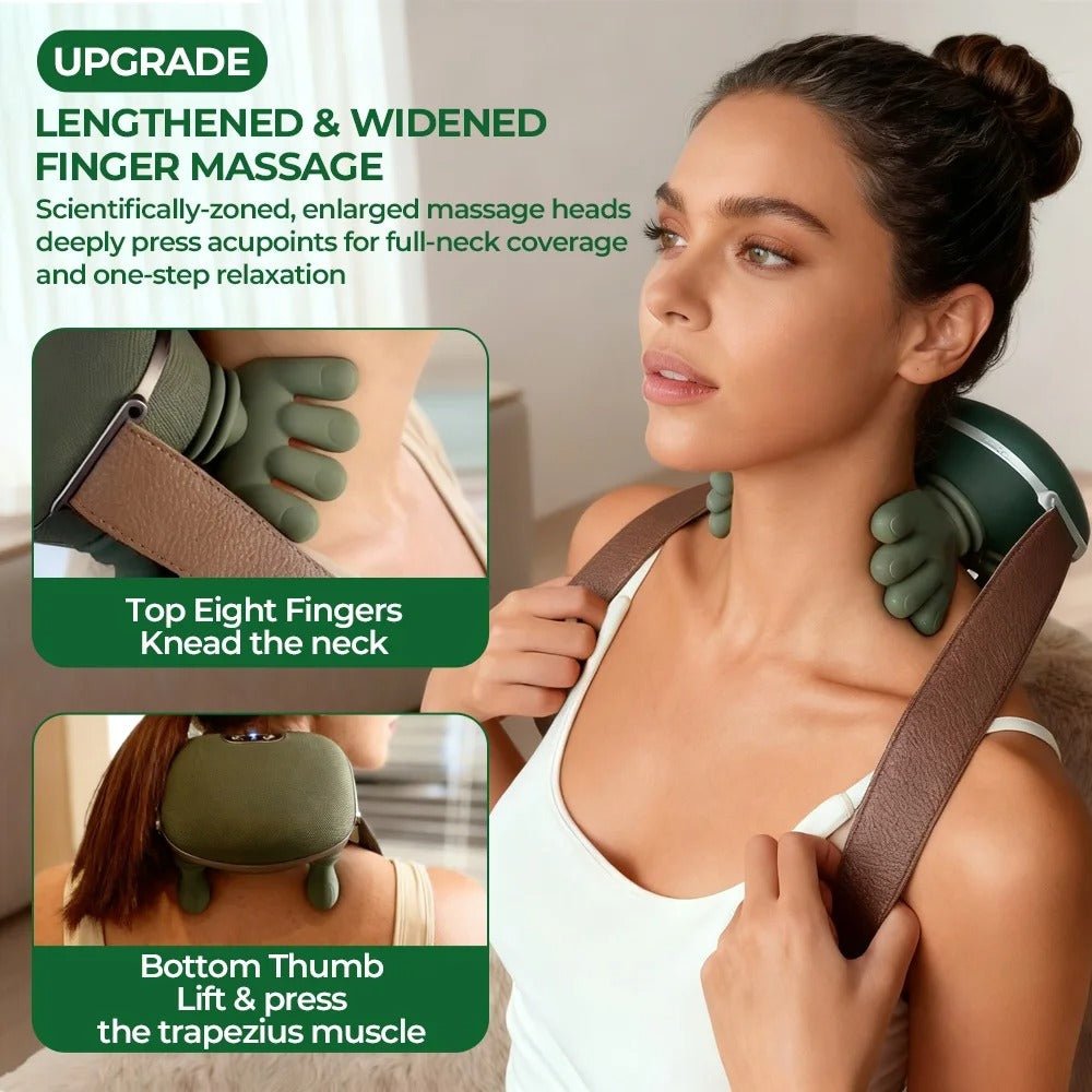 Bionic Finger Neck & Shoulder Massager – Portable Wireless Kneading Shawl with Heat for Deep Tissue Pain Relief - Gadget | Trendwave