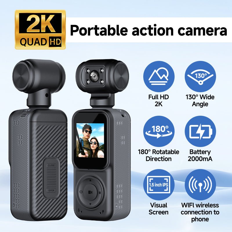 4K Dual Lens Panoramic Sports Camera – 180° Swivel HD Action Recorder for Cycling, Vlogging & Outdoor Adventures - Gadgets & Tech | Trendwave