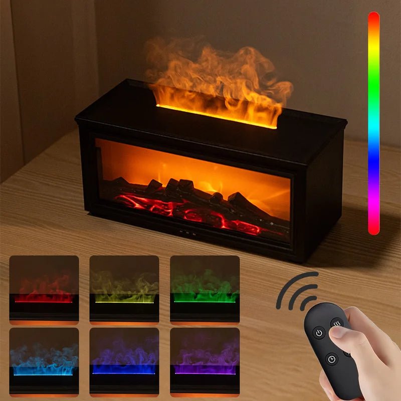 Flame Aroma Humidifier & Essential Oil Diffuser – Ultrasonic Aromatherapy Mist with Realistic Fire Effect & Remote Control - Gadget | Trendwave