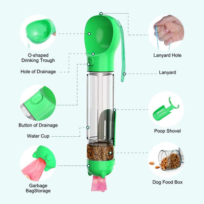 Dog Water Bottle – Portable Leak-Proof Bottle with Food Scoop