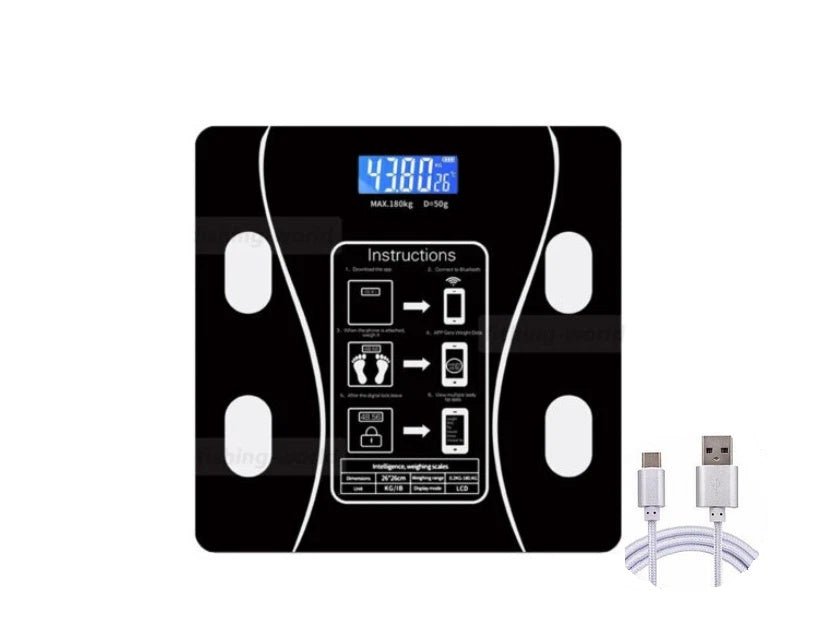 Smart Body Fat Bathroom Scale – Bluetooth Digital Weight Monitor with App Sync, BMI & Muscle Mass Analysis – Tempered Glass 180kg - Gadget | Trendwave