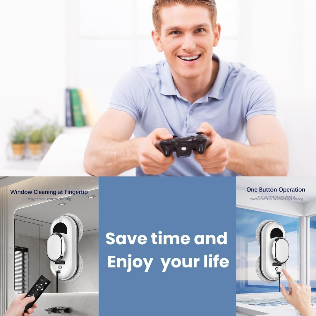 Smart Automatic Window Cleaning Robot – Cordless Remote Control, Intelligent Path Planning, Streak-Free Glass & Mirror Cleaner for Home & Office - Gadget | Trendwave