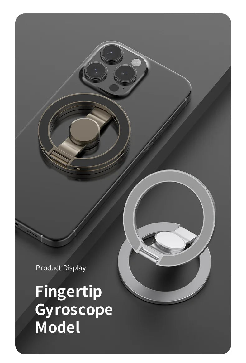3-in-1 Magnetic Gyroscope Fidget Spinner Phone Stand & Ring Grip – Sleek Metallic Stress Reliever for All Smartphones - Tech Gadgets & Accessories | Trendwave