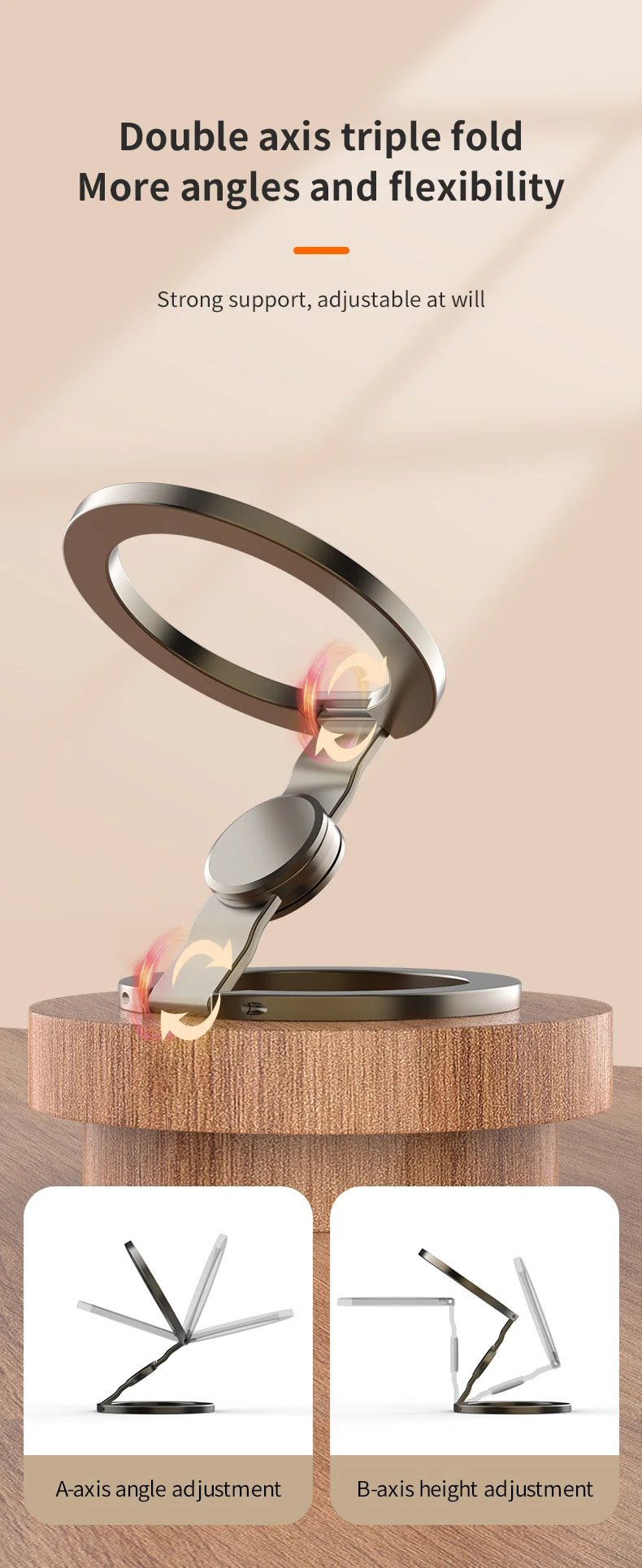 3-in-1 Magnetic Gyroscope Fidget Spinner Phone Stand & Ring Grip – Sleek Metallic Stress Reliever for All Smartphones - Tech Gadgets & Accessories | Trendwave