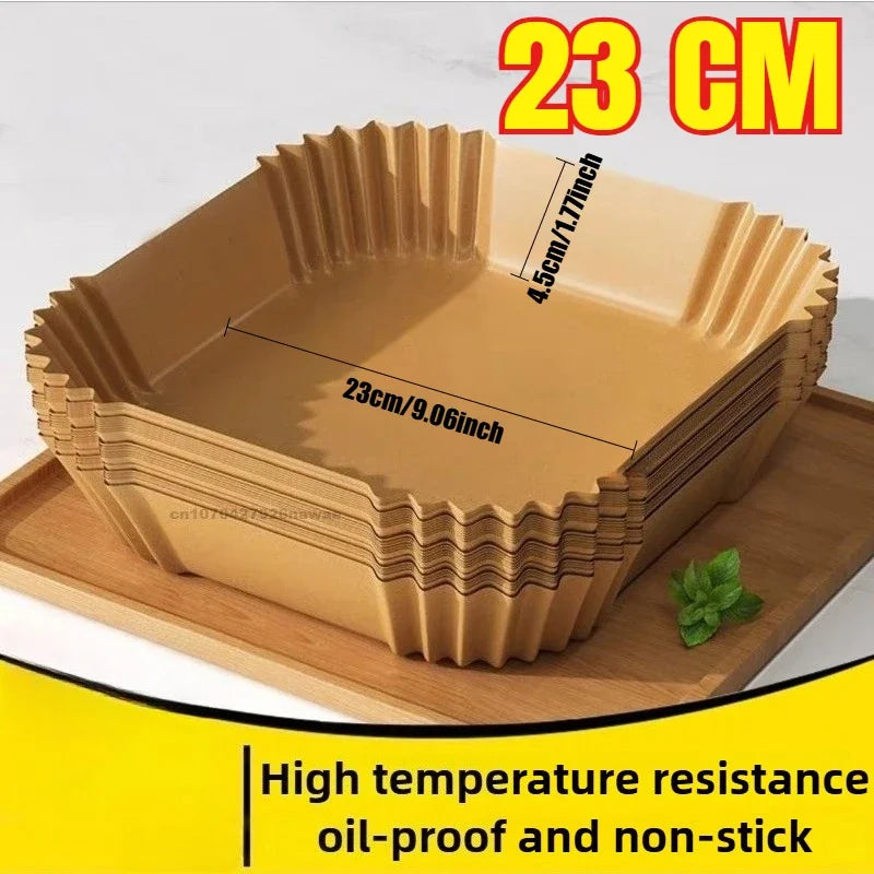 23 cm square ridged non-stick parchment air fryer paper liner tray