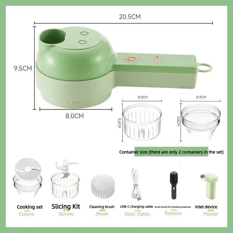4-in-1 Handheld Electric Vegetable Cutter & Food Chopper – Cordless Kitchen Prep Tool for Garlic, Chilli & Veggies - Kitchen & Home | Trendwave