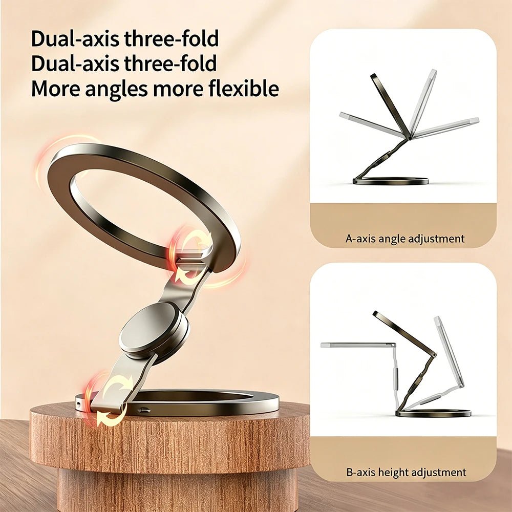3-Section Magnetic Ring Phone Holder & Gyro Stand – 360° Rotating Foldable Grip for iPhone & Android - Tech Gadgets & Accessories | Trendwave