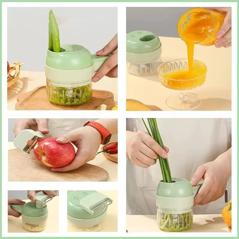 4-in-1 Handheld Electric Vegetable Cutter & Food Chopper – Cordless Kitchen Prep Tool for Garlic, Chilli & Veggies - Kitchen & Home | Trendwave