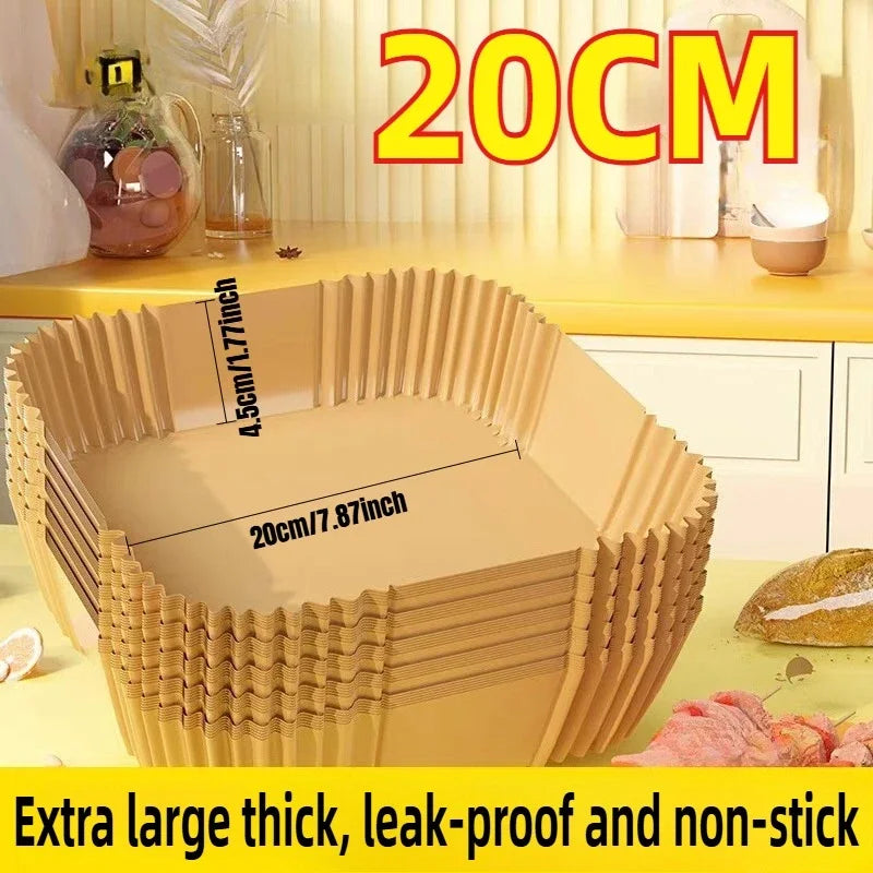 20 cm square ridged non-stick parchment air fryer paper liner tray