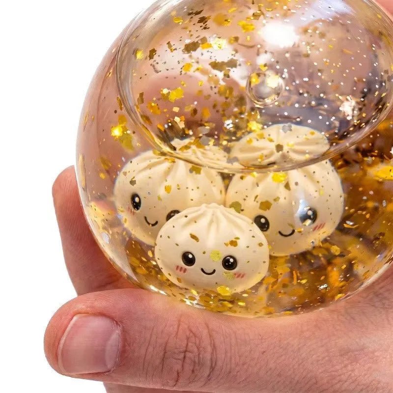 Glitter Dumpling Squishy – Gold Confetti "Money Eyes" Stress Relief Sensory Toy & Fun Office Desk Gift - Fidget & Sensory Toys | Trendwave