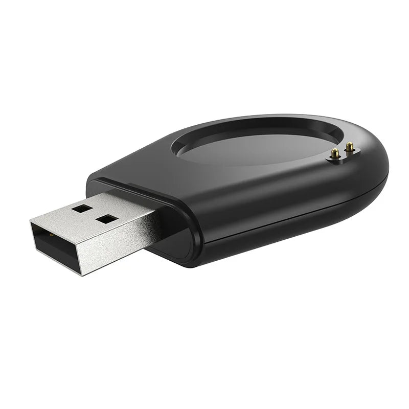 Black smartwatch charging dock stand adapter with USB Type-A connector