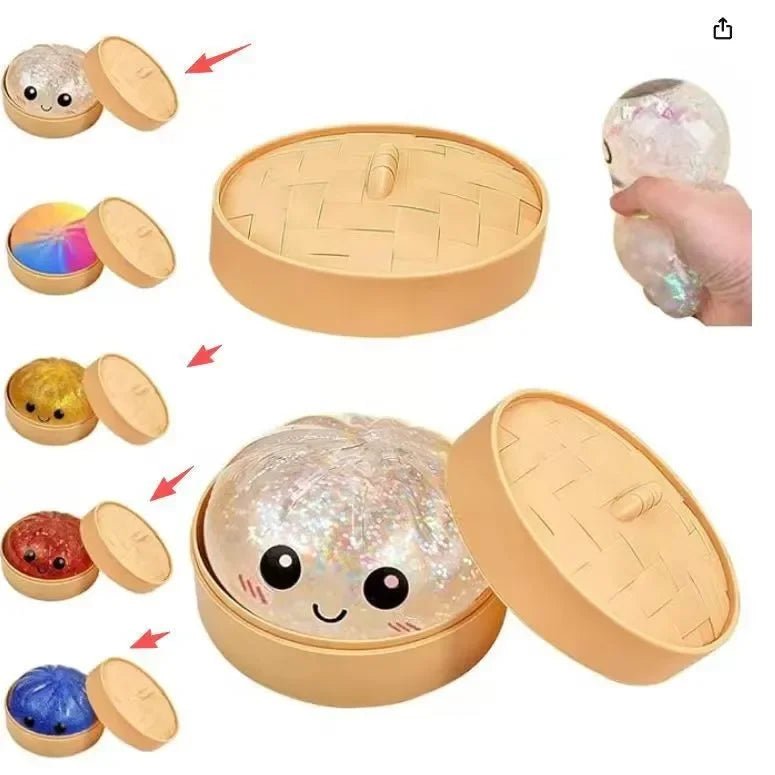 Glitter Dumpling Squishy – Gold Confetti "Money Eyes" Stress Relief Sensory Toy & Fun Office Desk Gift - Fidget & Sensory Toys | Trendwave