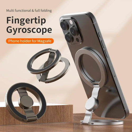 3-in-1 Magnetic Gyroscope Fidget Spinner Phone Stand & Ring Grip – Sleek Metallic Stress Reliever for All Smartphones - Tech Gadgets & Accessories | Trendwave
