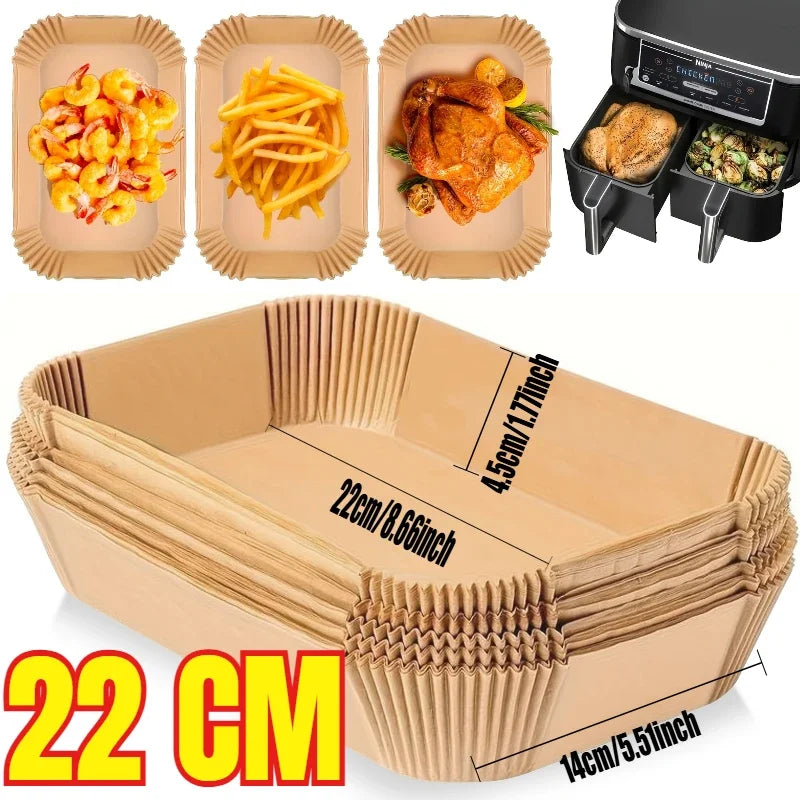 22 cm rectangular ridged non-stick parchment air fryer paper liner tray
