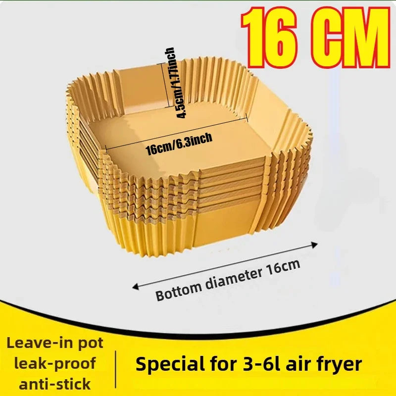 16 cm square ridged non-stick parchment air fryer paper liner tray