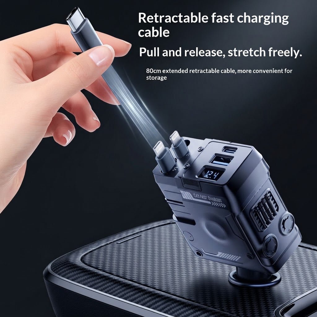 Retractable Car Charger Cable – USB Fast Charging, Telescopic Design - Pet | Trendwave