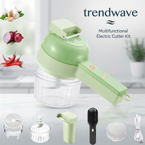 4-in-1 Handheld Electric Vegetable Cutter & Food Chopper – Cordless Kitchen Prep Tool for Garlic, Chilli & Veggies - Kitchen & Home | Trendwave