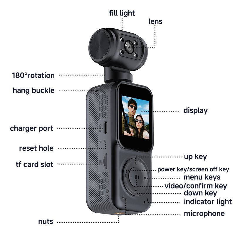 4K Dual Lens Panoramic Sports Camera – 180° Swivel HD Action Recorder for Cycling, Vlogging & Outdoor Adventures - Gadgets & Tech | Trendwave
