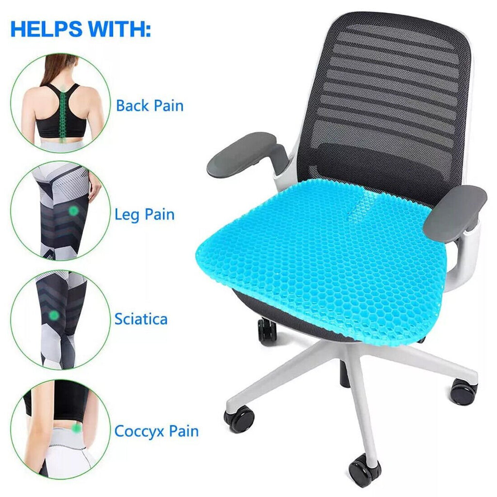 Premium Ergonomic Gel Seat Cushion – Breathable Honeycomb Support for Office, Car & Home – Pain Relief for Lower Back, Sciatica & Coccyx - Gadget | Trendwave