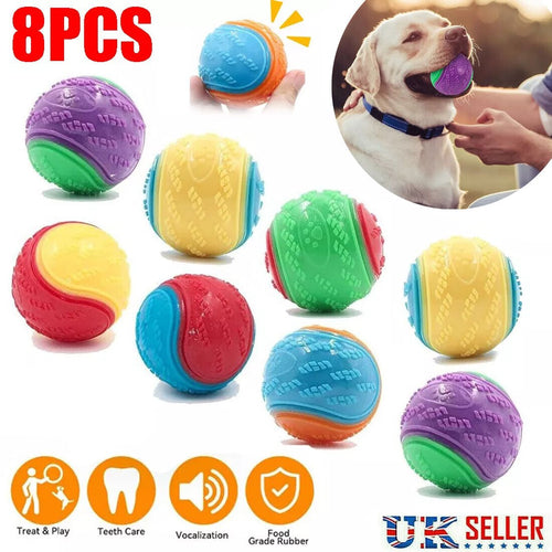 8-Piece Durable Dog Toy Ball Set – Interactive Squeaky Fetch Balls for Teeth Cleaning & Play – Non-Toxic for All Breeds - Gadget | Trendwave