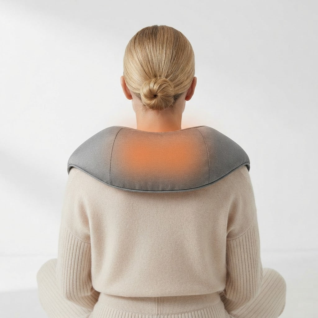 Heated neck and shoulder massager pillow with U-shaped backrest