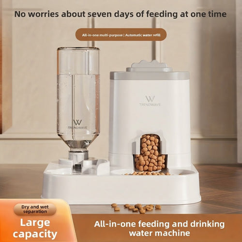 Trendwave automatic pet feeder and water dispenser with clear water container and food hopper