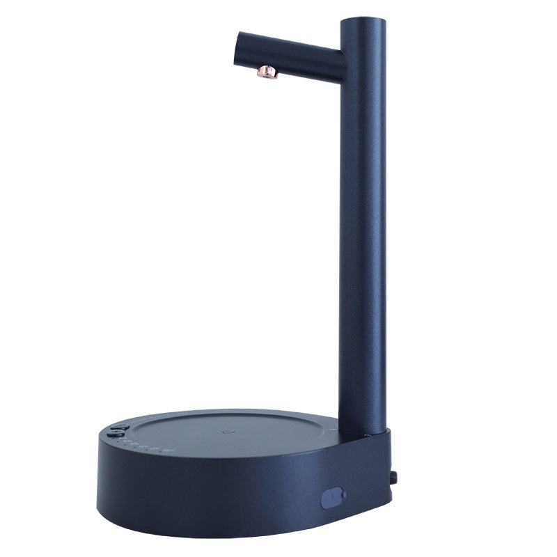 Desktop water dispenser with tall pump column and dark base