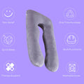 Grey U-shaped sleep therapy pillow for neck and body support