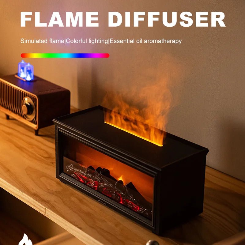 Flame Aroma Humidifier & Essential Oil Diffuser – Ultrasonic Aromatherapy Mist with Realistic Fire Effect & Remote Control - Gadget | Trendwave