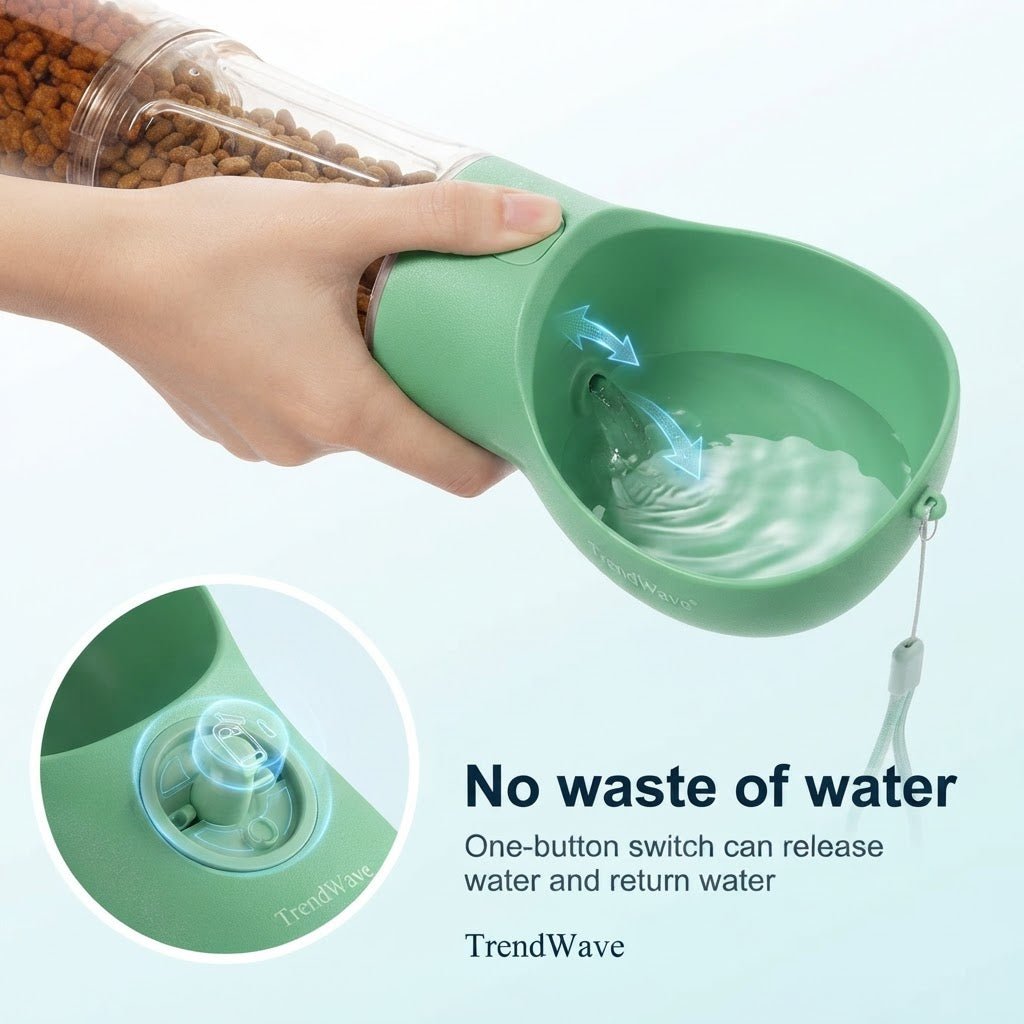 Dog Water Bottle – Portable Leak-Proof Bottle with Food Scoop - | Trendwave