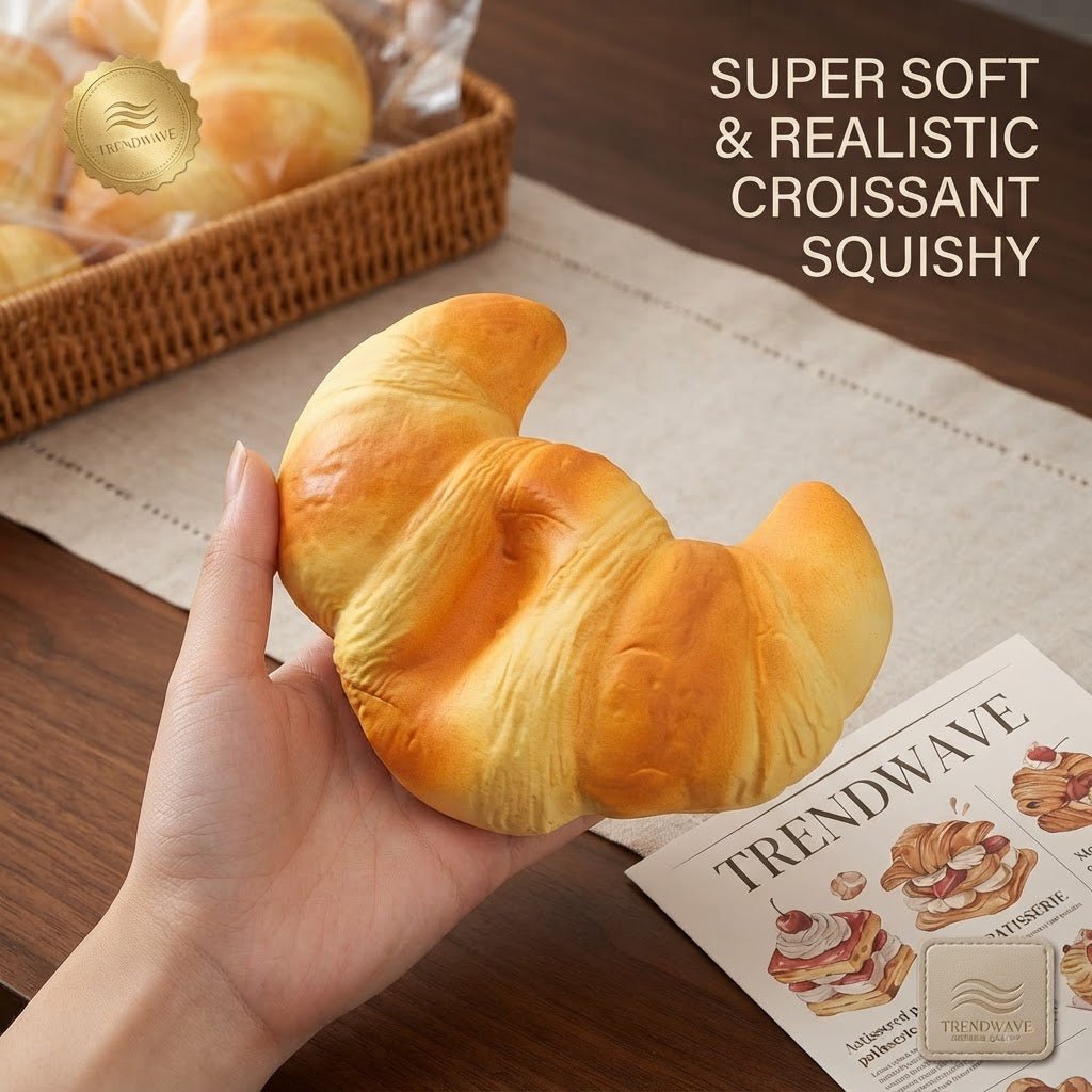 Ultra-Soft Slow-Rise Croissant Squishy – Realistic Stress Relief Toy & Aesthetic Desk Decor for Kids & Adults - Fidget & Sensory Toys | Trendwave