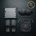 Relaxation bundle with wireless Bluetooth sleep mask, dark acupressure slippers, pouch
